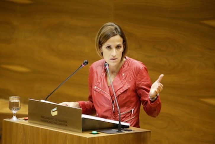 María Chivite, durante una intervención en el debate. (PARLAMENTO DE NAFARROA)