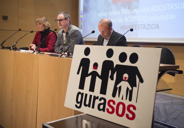 Bide-orria aurkezteaz gain, hilaren 26ko manifestaziorako deia egin du GuraSOS ekimenak. (Monika DEL VALLE/ARGAZKI PRESS)