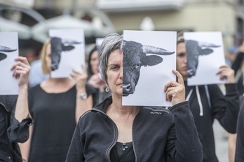 Protesta durante las pasadas fiestas contra la feria taurina. (Marisol RAMIREZ/ARGAZKI PRESS)