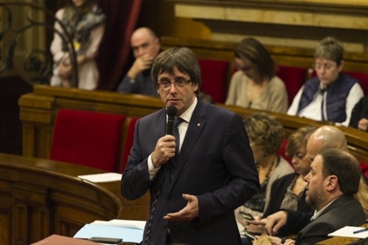Carles Puigdemont, durante una intervención ante el Parlament. (PARLAMENT DE CATALUNYA)