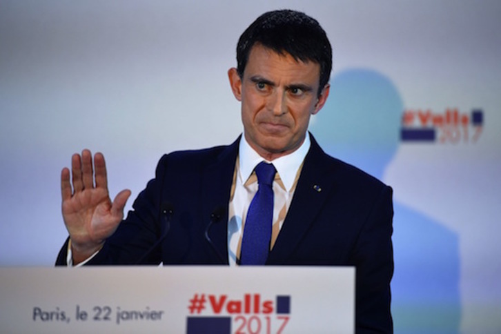 Manuel Valls , durante la campaña de las primarias del PS. (Eric FEFERBERG / AFP)