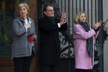 Rigau, Mas y Ortega, a las puertas del juzgado. (Josep LAGO / AFP)