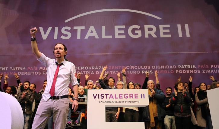 Iglesias, tras saberse ganador de Vistalegre II. (J. DANAE)