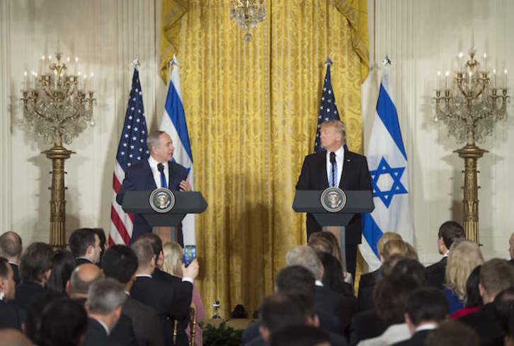 Netanyahu y Trump, durante su comparecencia. (SAUL LOEB / AFP)