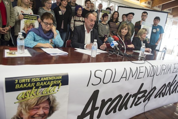 Rueda de prensa para denunciar la situación de Arantza Zulueta y exigir su puesta en libertad. (Monika DEL VALLE/ARGAZKI PRESS)