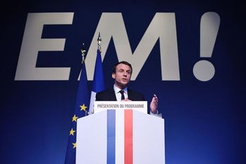 Emmanuel Macron ha presentado este jueves su programa electoral. (Lionel BONAVENTURE / AFP)
