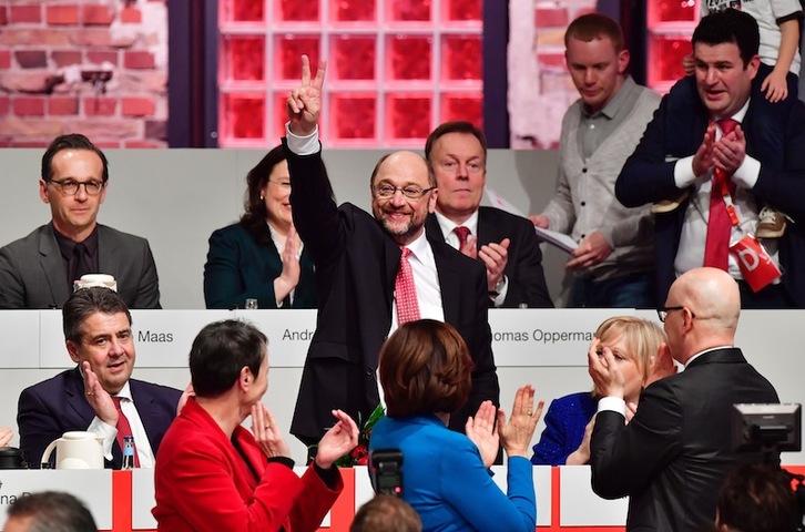 Martin Schulz, tras ser elegido líder del SPD. (John MACDOUGALL/AFP)