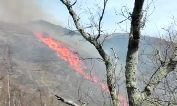 Incendio en la reserva natural de Irubelaskoa. (@BomberosNavarra)