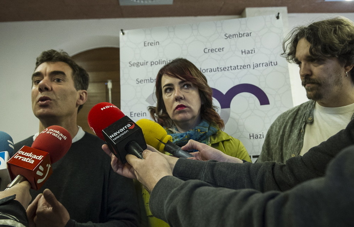 Las caras visibles de la candidatura, con Aznarez al frente. (Jagoba MANTEROLA/ARGAZKI PRESS)