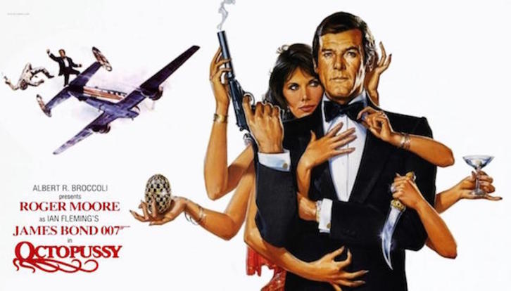 Cartel de Octopussy, una de las siete películas en las que Roger Moore protagonizó a James Bond. 