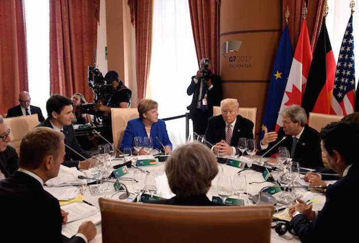 Reunión de los líderes del G-7 en Taormina. (Justin TALLIS / AFP)