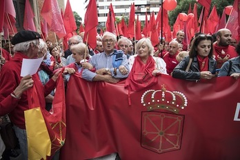 Un momento de la manifestación del pasado sábado en Iruñea. (Jagoba MANTEROLA/ARGAZKI PRESS)