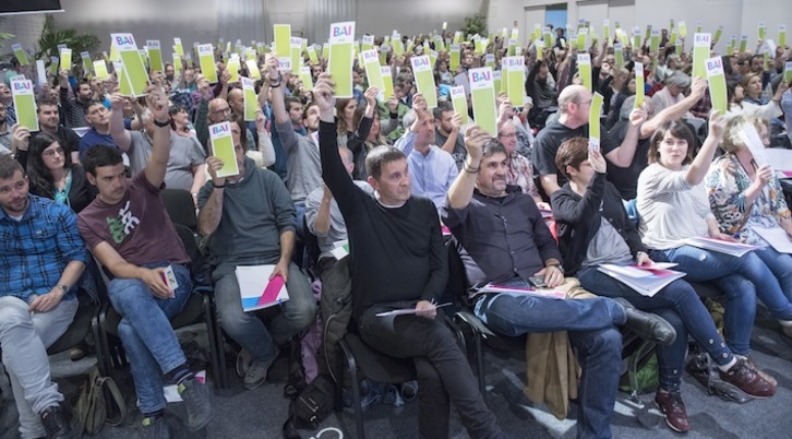 Asamblea de EH Bildu el pasado 25 de abril en la que la que se inició la cuenta atrás para el proceso constituyente. (Juan Carlos RUIZ/ARGAZKI PRESS)