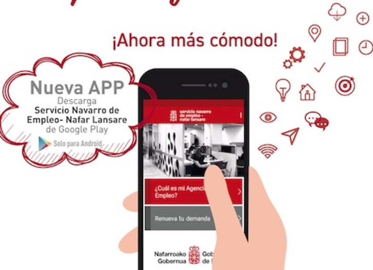 Publicidad de la nueva app para renovar la tarjeta de demanda de empleo. (GOBIERNO DE NAFARROA). 