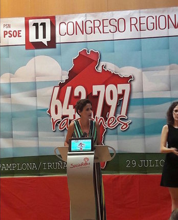 María Chivite, durante su intervención en el Congreso del PSN. (@PSNPSOE)