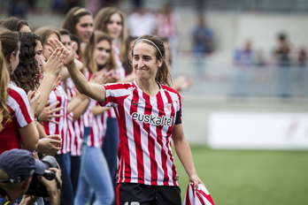 Iraia Iturregi, en la despedida como jugadora del Athletic. (Aritz LOIOLA / ARGAZKI PRESS)