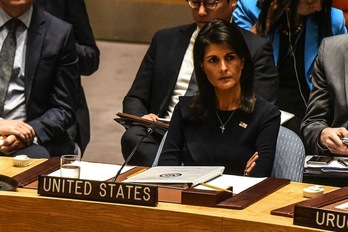La embajadora de EEUU ante la ONU, Nikki Haley. (Stephanie KEITH/AFP PHOTO)