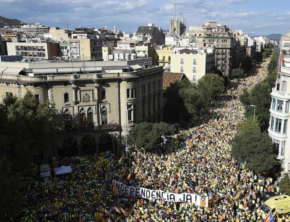La Diada ha vuelto a colapsar Barcelona un año más. (Josep LAGO/AFP)