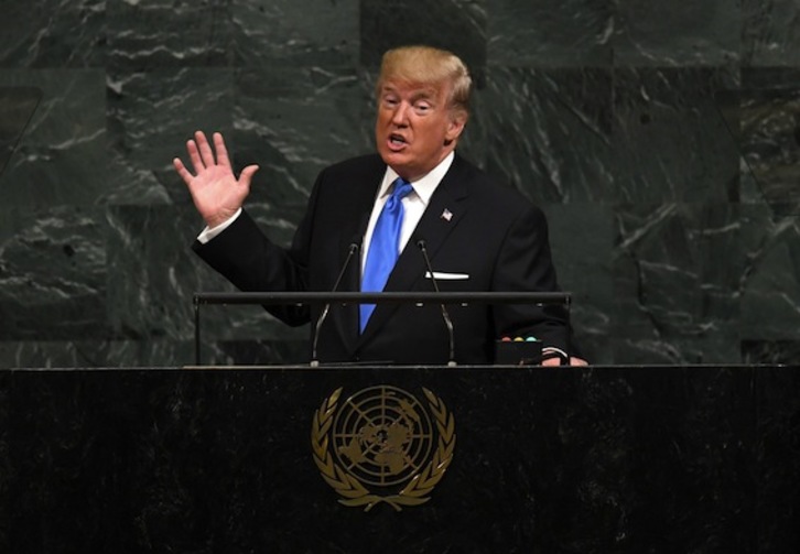 El presidente estadounidense, Donald Trump, en su debut ante la Asamblea General de la ONU. (Timothy A. CLARY/AFP)