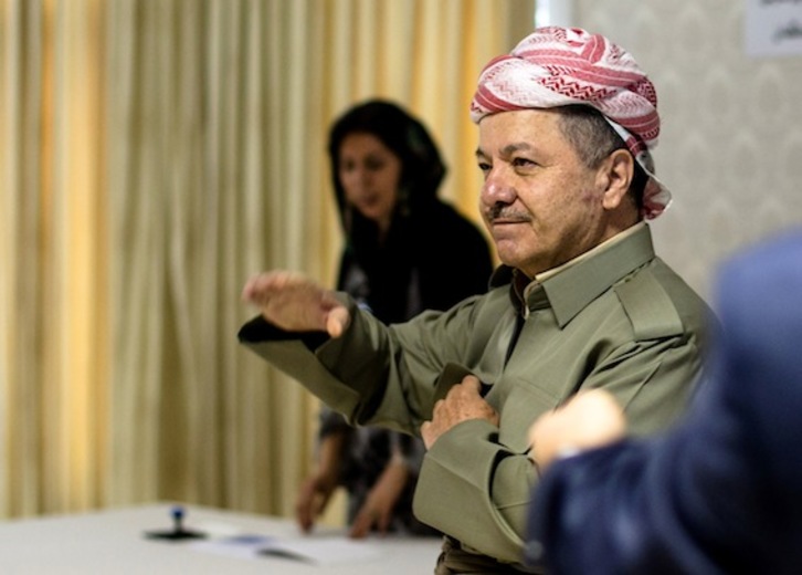El presidente de Kurdistán Sur, Massoud Barzani, ha votado en Erbil. (Ahmed DEEB/AFP)