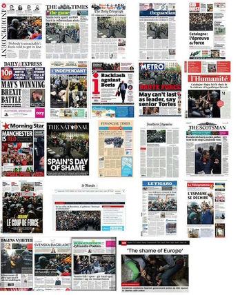 Periódicos de todo el mundo llevan hoy en sus portadas a Catalunya