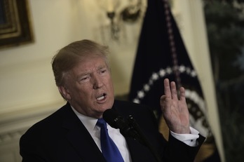 Donald Trump, durante su discurso. (Brendan SMIALOWSKI/AFP)