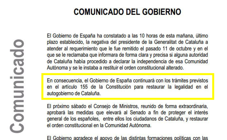 Comunicado del Gobierno español.