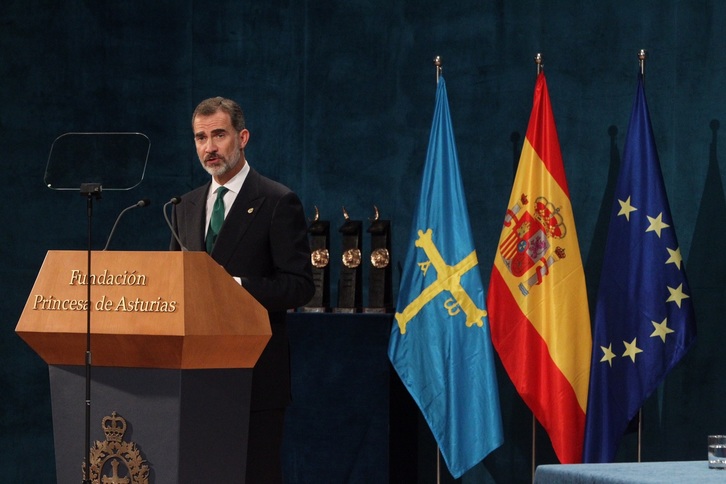 El rey español, Felipe de Borbón, durante su intervención. (CASA REAL ESPAÑOLA)