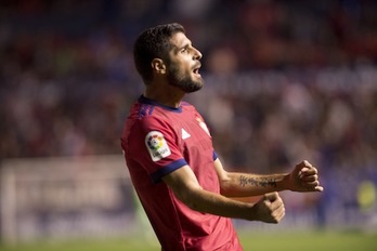 Fran Mérida ha sido sancionado con tres partidos por su expulsión ante el Barcelona B. (Iñigo URIZ/ARGAZKI PRESS)
