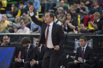 Carles Durán, entrenador del Bilbao Basket. (Monika DEL VALLE / ARGAZKI PRESS)