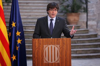 Carles Puigdemont, el sábado pasado en Girona. (Jordi BEDEMAR/AFP)