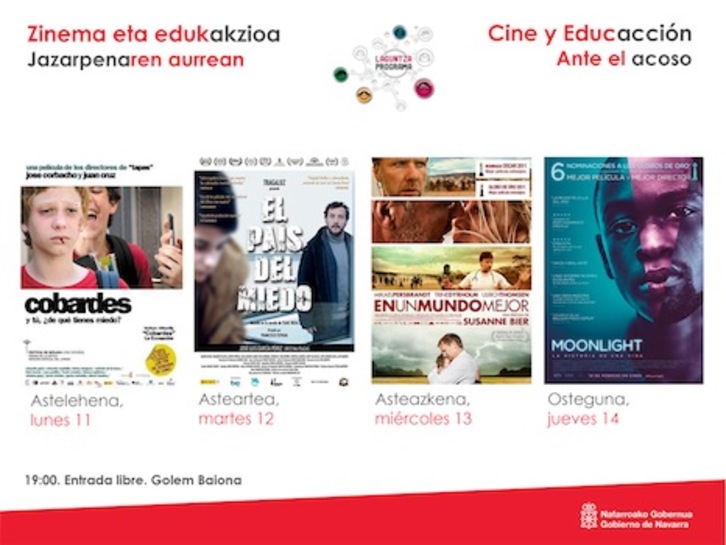 Cartel del cine-fórum ‘Cine y Educación ante el Acoso’. (GOBIERNO DE NAFARROA)