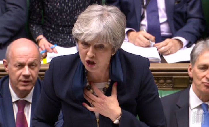 Theresa May, en su intervención en el Parlamento británico. (AFP) 