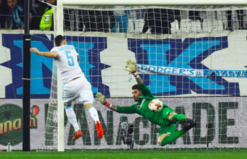  Primer gol de Ocampos ante el Athletic. (ANNE-CHRISTINE POUJOULAT / AFP)