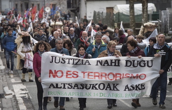 La marcha, a su llegada a Leitza. (Jagoba MANTEROLA/ARGAZKI PRESS)