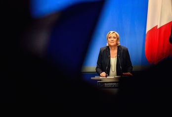 Marine Le Pen durante su intervención en Lille. (PHILIPPE HUGUEN / AFP)