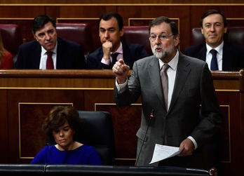 Mariano Rajoy, durante su intervención hoy en el Congreso. (Pierre-Philippe MARCOU/AFP)