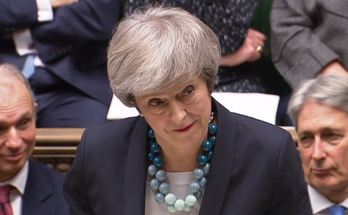 La premier británica, Theresa May, en su intervención ante la Cámara de los Comunes. (AFP)
