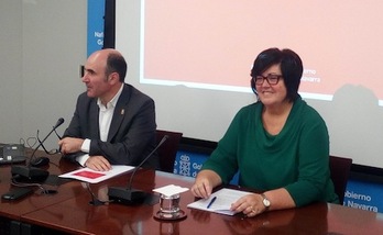 El vicepresidente Ayerdi y la directora gerente de Sodena, Pilar Irigoien. (GOBIERNO DE NAFARROA)