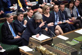 Theresa May, en su intervención en el Parlamento. (JESSICA TAYLOR / AFP) 