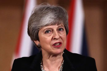 Theresa May, en su declaración a los medios desde el número 10 de Downing Street. (Jack TAYLOR/AFP) 
