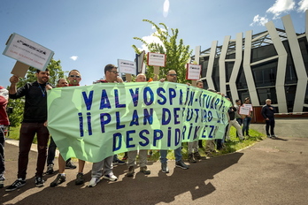 Protesta de los trabajadores de Valvospain, el pasado viernes en Gasteiz. (Jaizki FONTANEDA/FOKU)