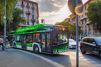 Este es el modelo de autobús que Solaris fabricará para el trasnporte público de Milán. (CAF)