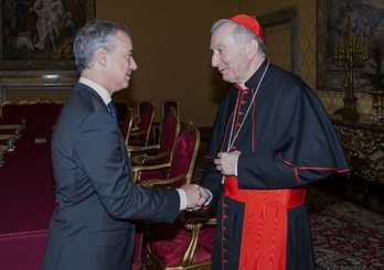 Urkullu, con el secretario de Estado vaticano, Parolin, en 2017. (IREKIA)