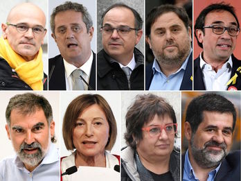 Los líderes independentistas catalanes condenados por el Supremo. (AFP)
