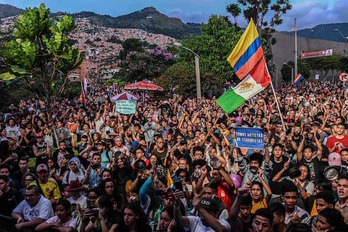 Manifestación en Medellín, el pasado domingo. (Joaquín SARMIENTO/AFP)