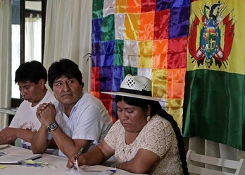 Evo Morales, durante un encuentro del MAS en Buenos Aires. (Alejandro PAGNI / AFP)