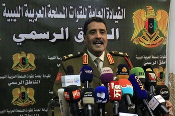 El portavoz de Haftar anunció la toma bajo control de Sirte desde Bengasi. (Abdullah DOMA-AFP) 