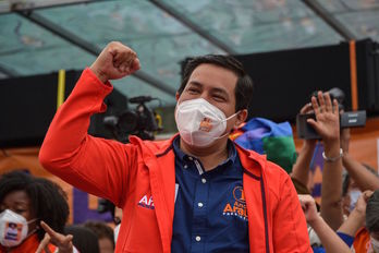 El candidato de Unión por la Esperanza, Andrés Arauz. (Rodrigo BUENDÍA/AFP)