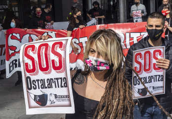 Protesta reciente de la hostelería en Bizkaia. (Marisol RAMIREZ | FOKU)